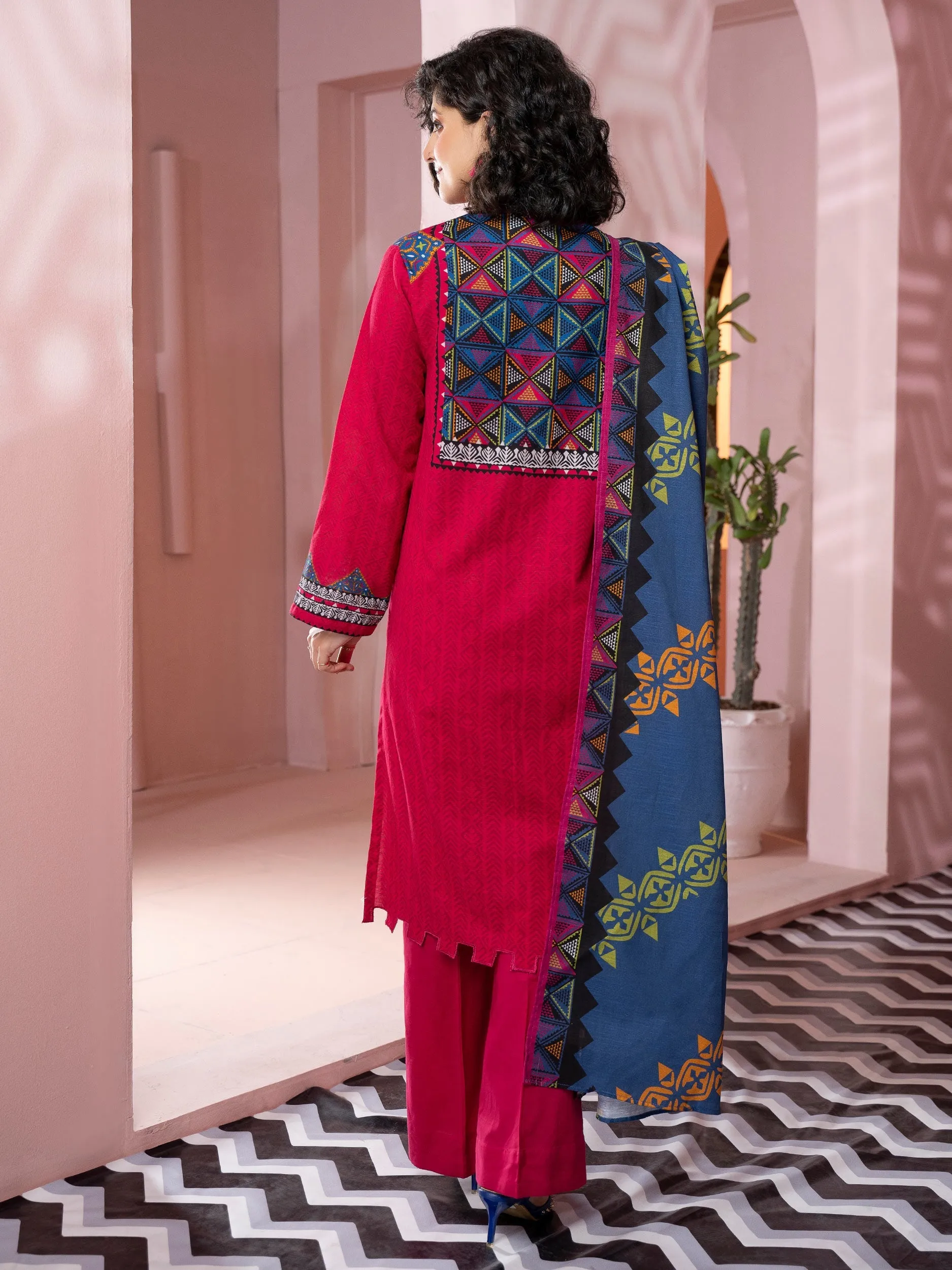 3 Piece Printed Khaddar Suit