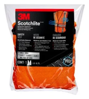 3M™ Reflective Construction Safety Vest with 5 Point Tear Away 94625-80030-PS, class 2, Hi Viz Orange, 5/cs