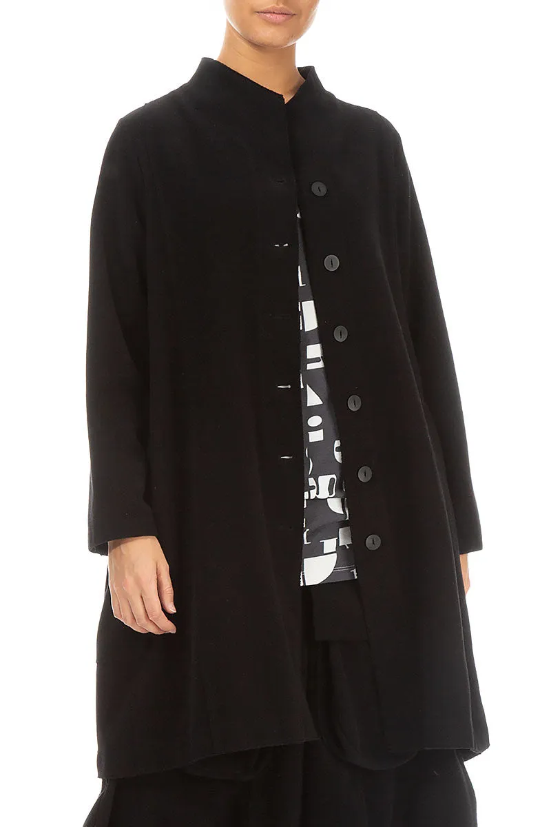 A-Line Black Jersey Cotton Jacket