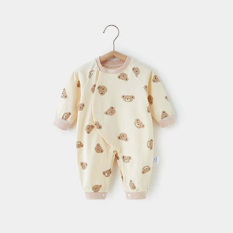 Baby onesie Spring and winter Bear Print cotton long sleeve base newborn clothes