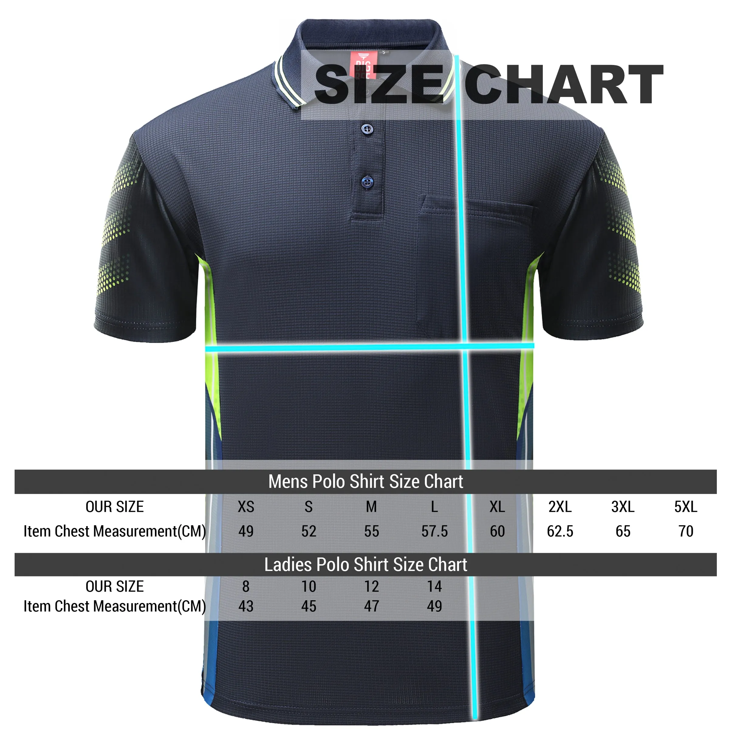 Big Bee Tech-Vent Mens Polo Shirts, Short Sleeve