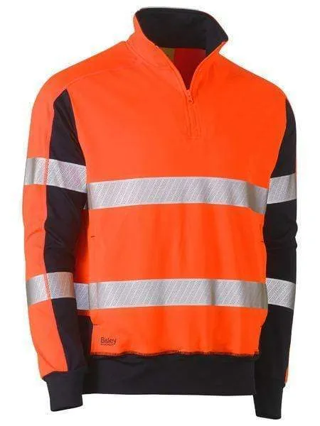 Bisley Taped Hi Vis Stretchy Fleece Zip Pullover BK6817T