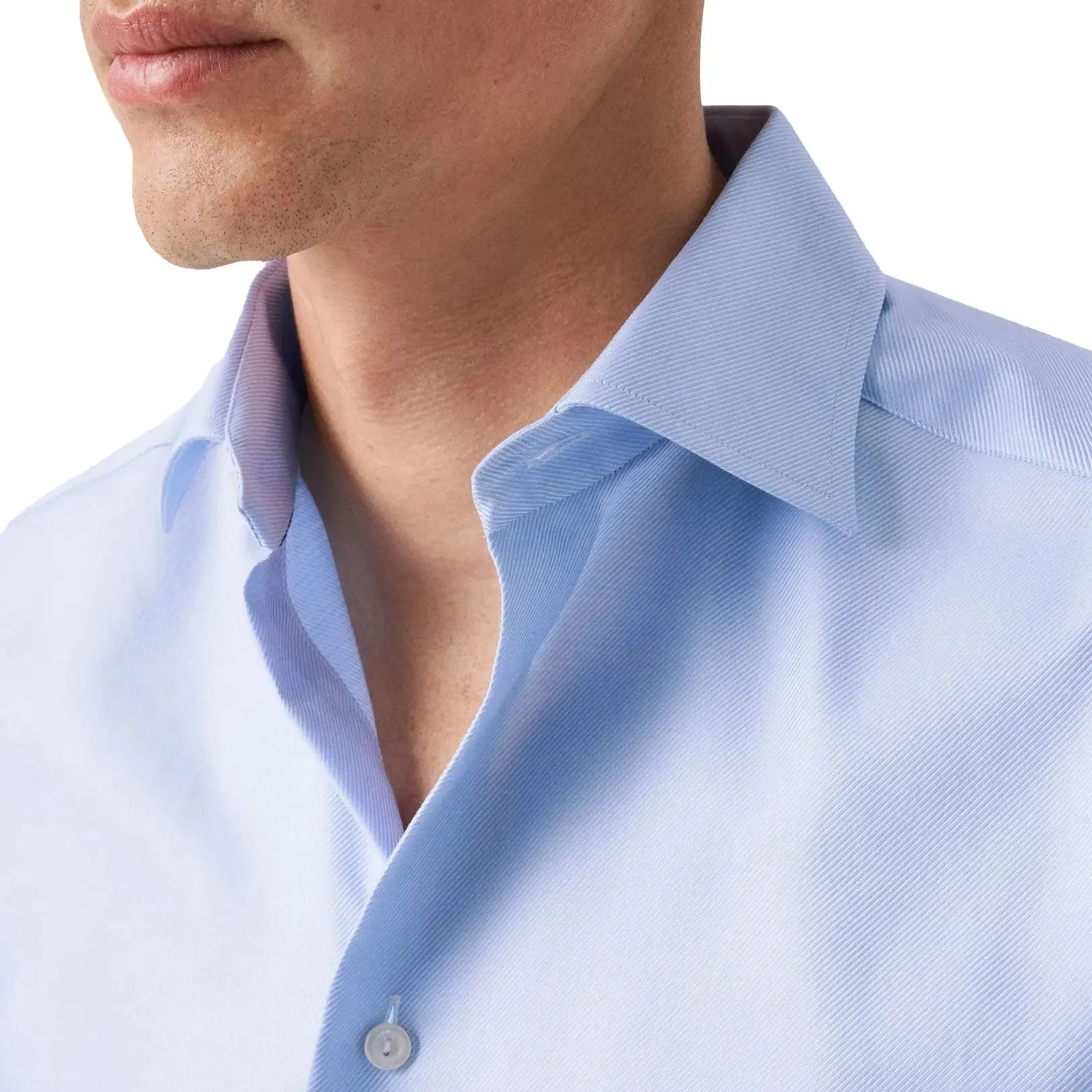 Blue Textured Twill Slim Fit Shirt