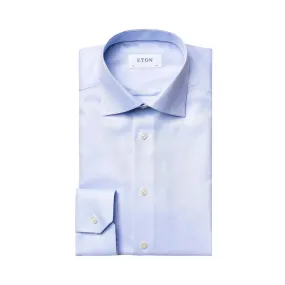 Blue Textured Twill Slim Fit Shirt