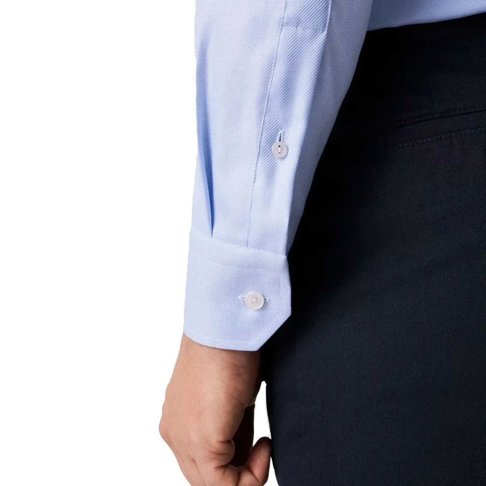 Blue Textured Twill Slim Fit Shirt