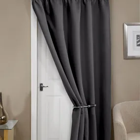 Cali Charcoal Grey Thermal Blackout Eyelet Door Curtain