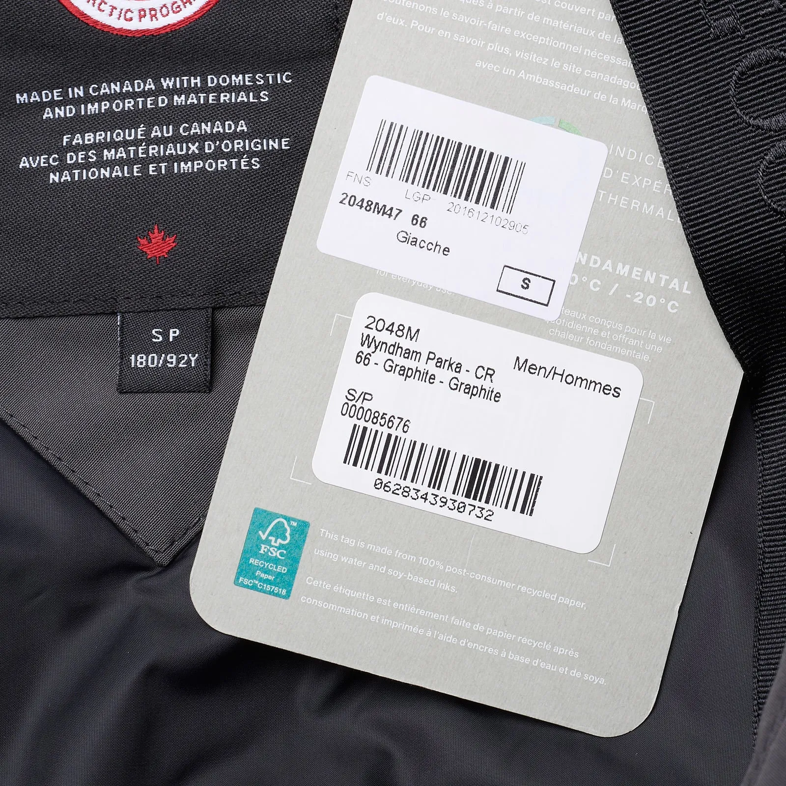 CANADA GOOSE Wyndham Parka 2048M 66 Graphite Down Jacket Coat