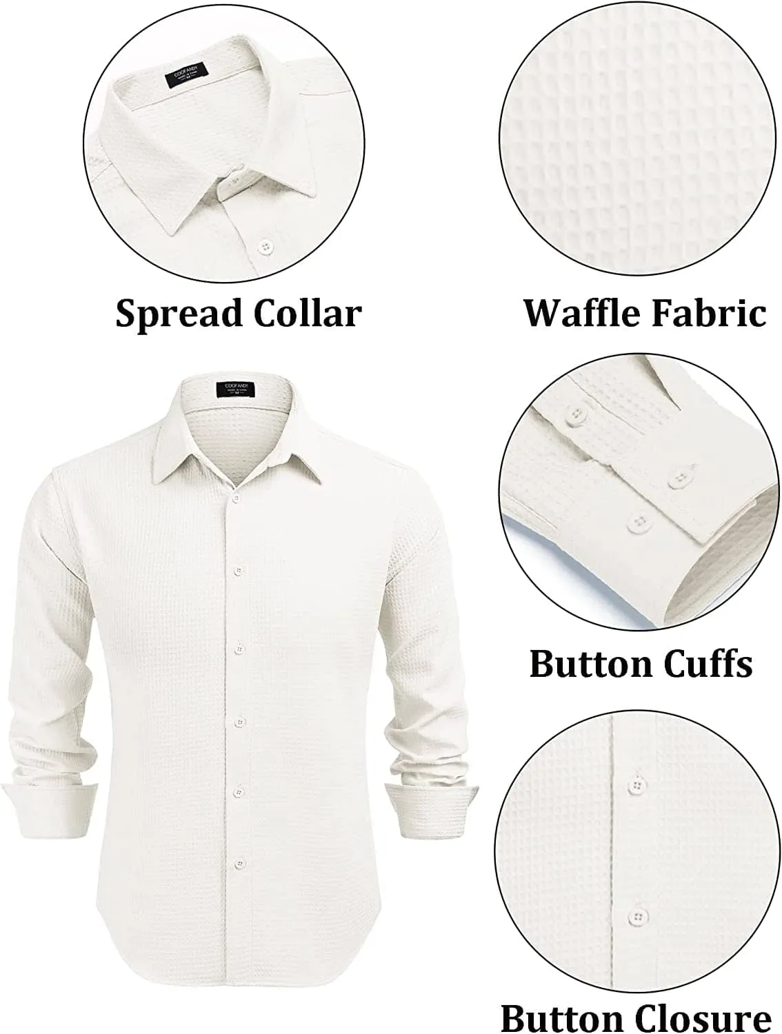 Casual Waffle Button Down Wrinkle Free Shirt (US Only)