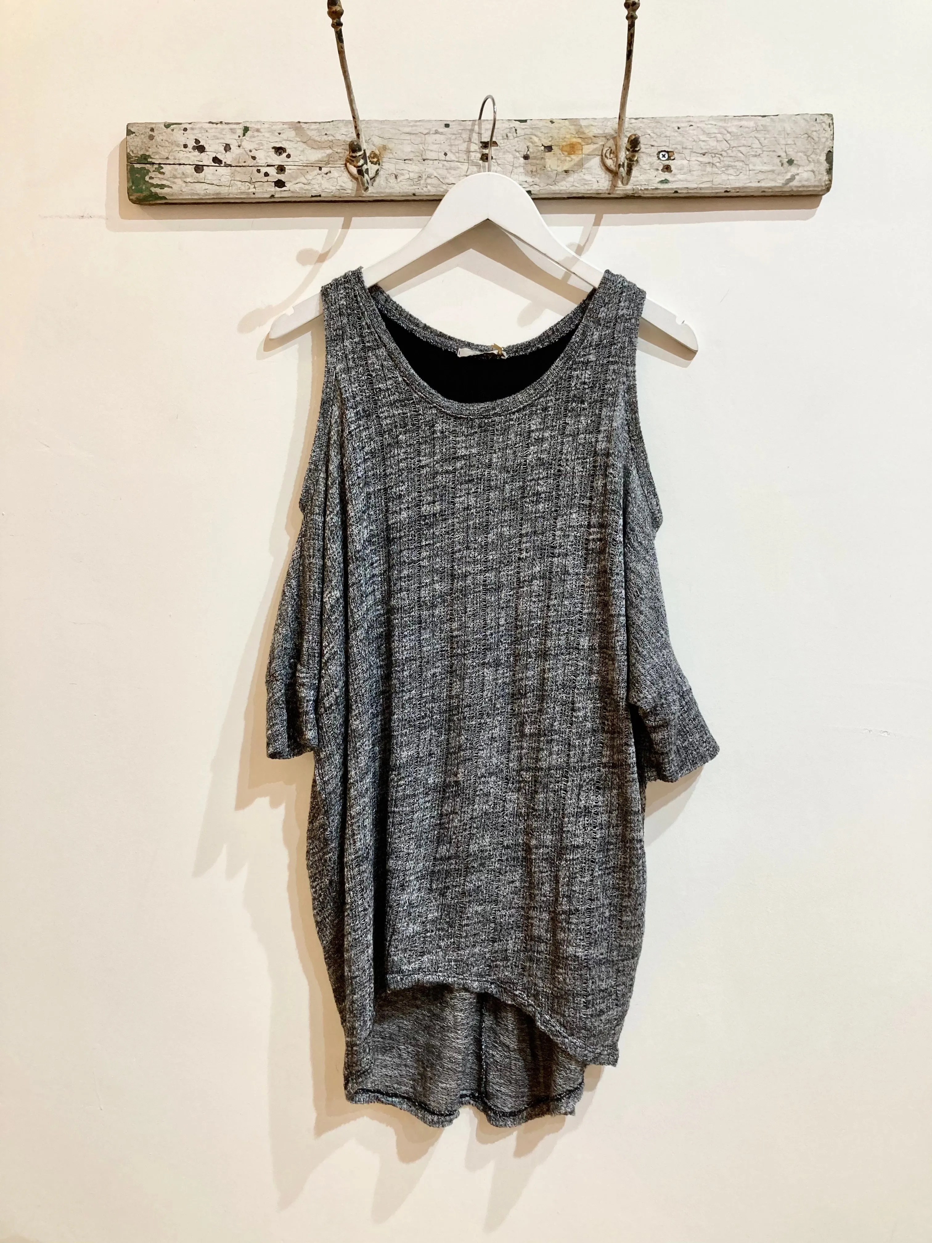 Cold Shoulder Top Charcoal