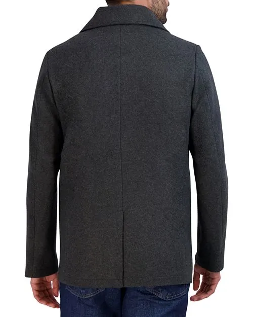 Cole Haan Regular Fit Stretch Pea Coat, Gray