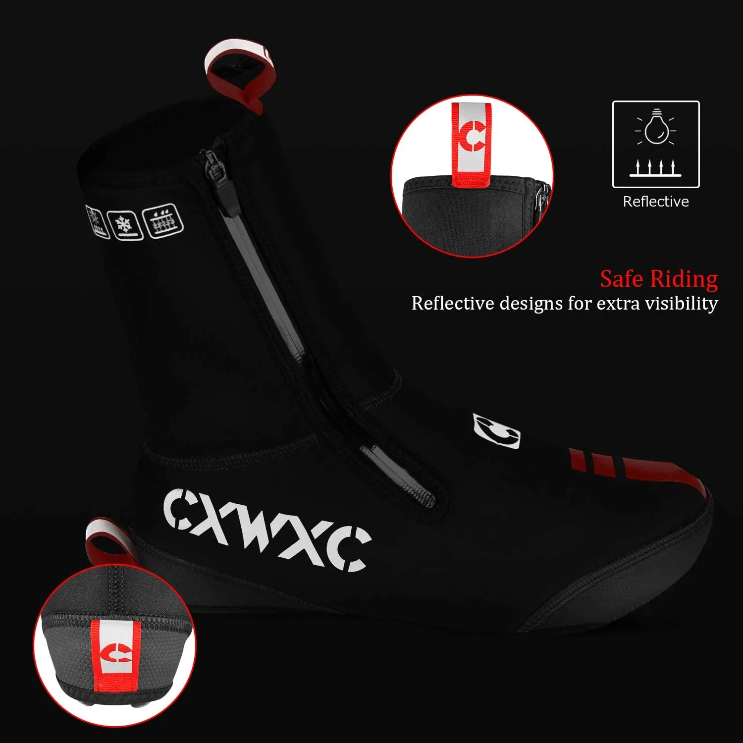 CXWXC Cycling Shoe Covers Neoprene Waterproof,Winter Thermal Warm Full Bicycle Overshoes for Men Women,Road Mountain Bike Booties