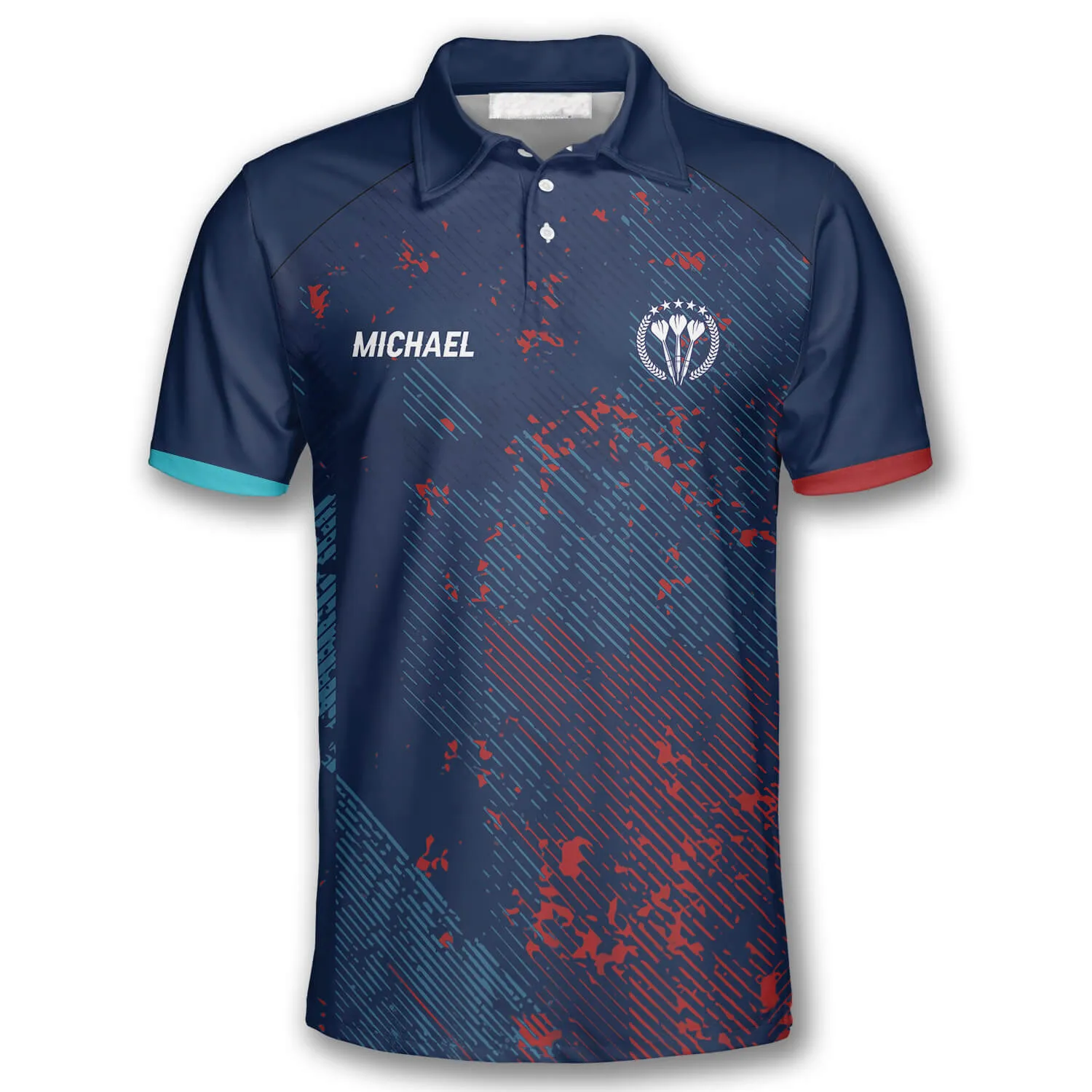 Darts Red Blue Geometric Pattern Custom Polo Shirts for Men, Idea Team Uniform Shirt