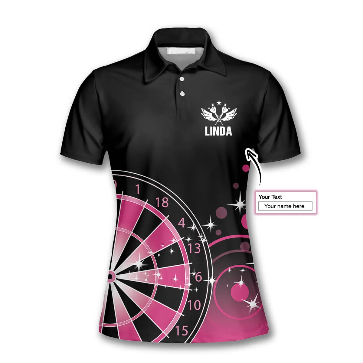 Darts Wings Black Pink Custom Darts Shirts for Women