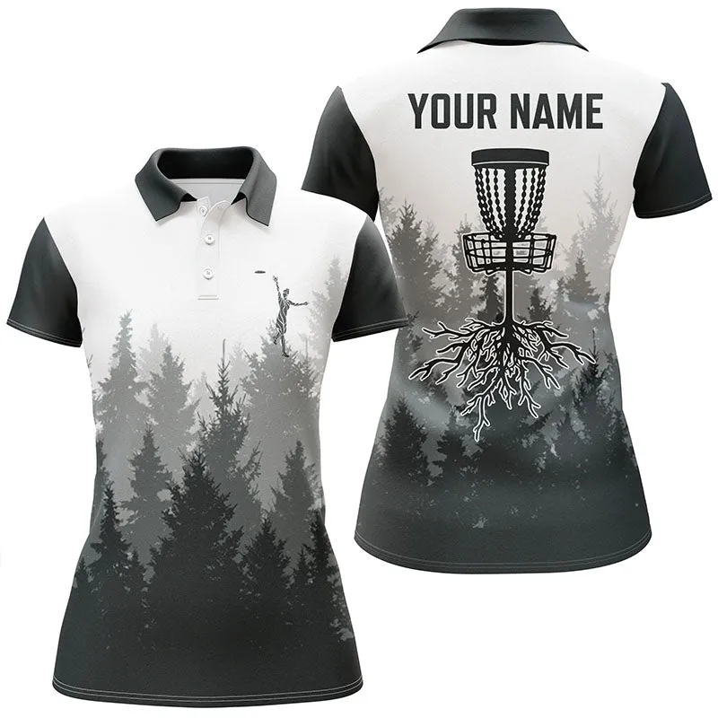 Disc Golf Hole In The Woods Women Polo Shirts Custom Name Disc Golf Polo Shirts For Women