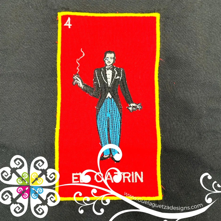 El Catrin Embroider Tee - Loteria Shirt