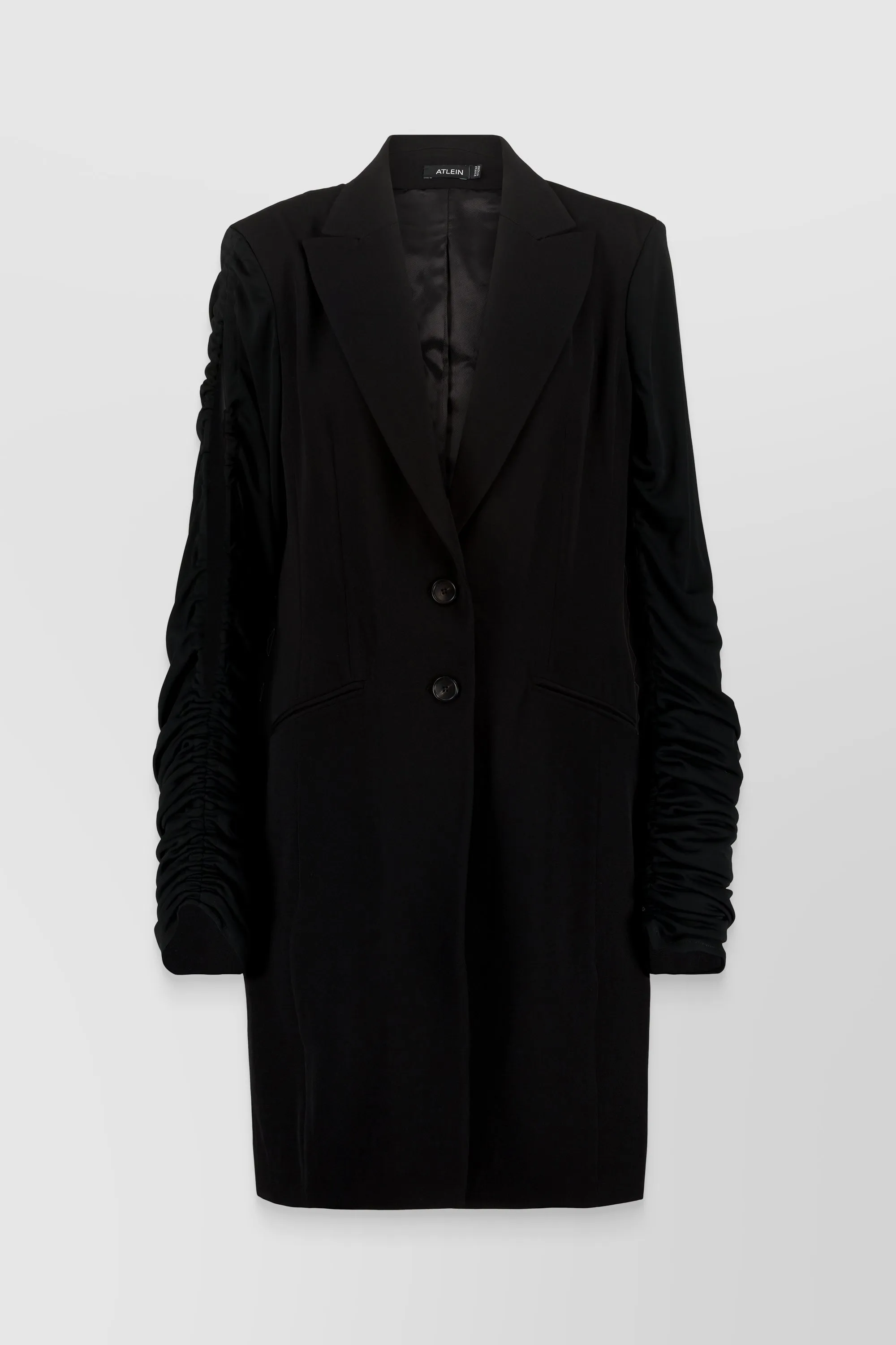 Grain de poudre long veste with crêpe de chine draped sleeves