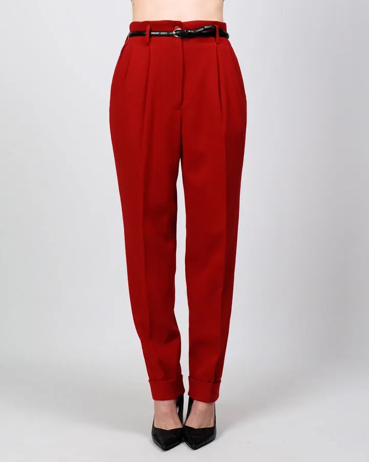 Henri Bendel Red Wool Trousers