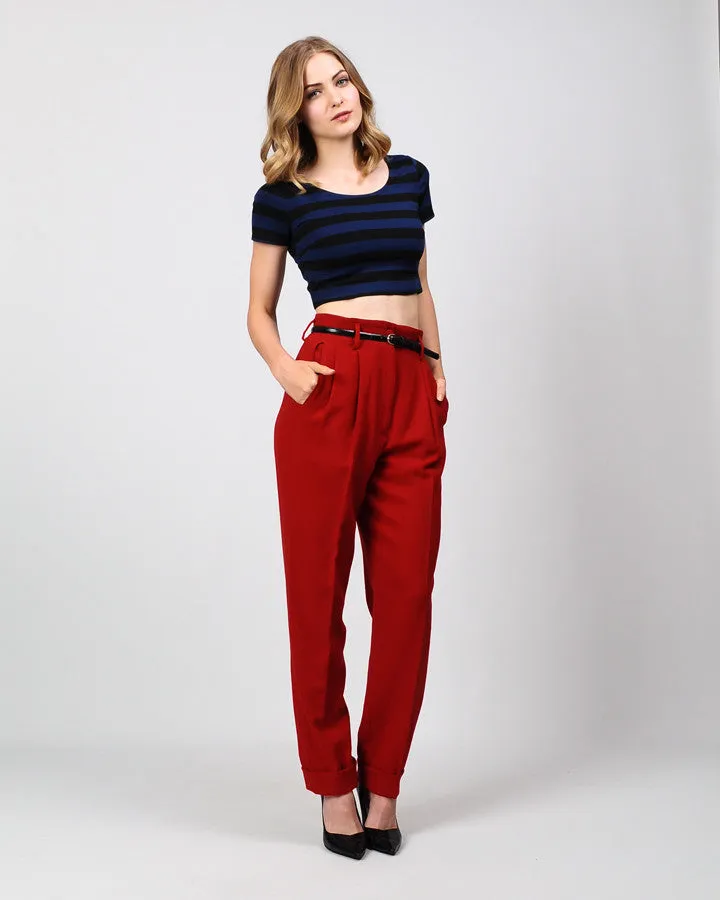 Henri Bendel Red Wool Trousers