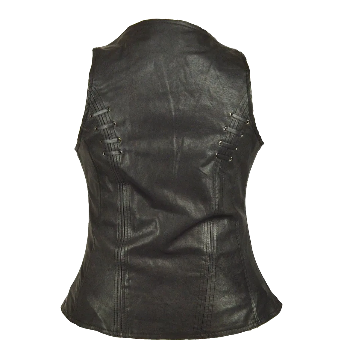 HML1038B Lightweight Goatskin Vest with Grommets, Twill and Lace Highlights