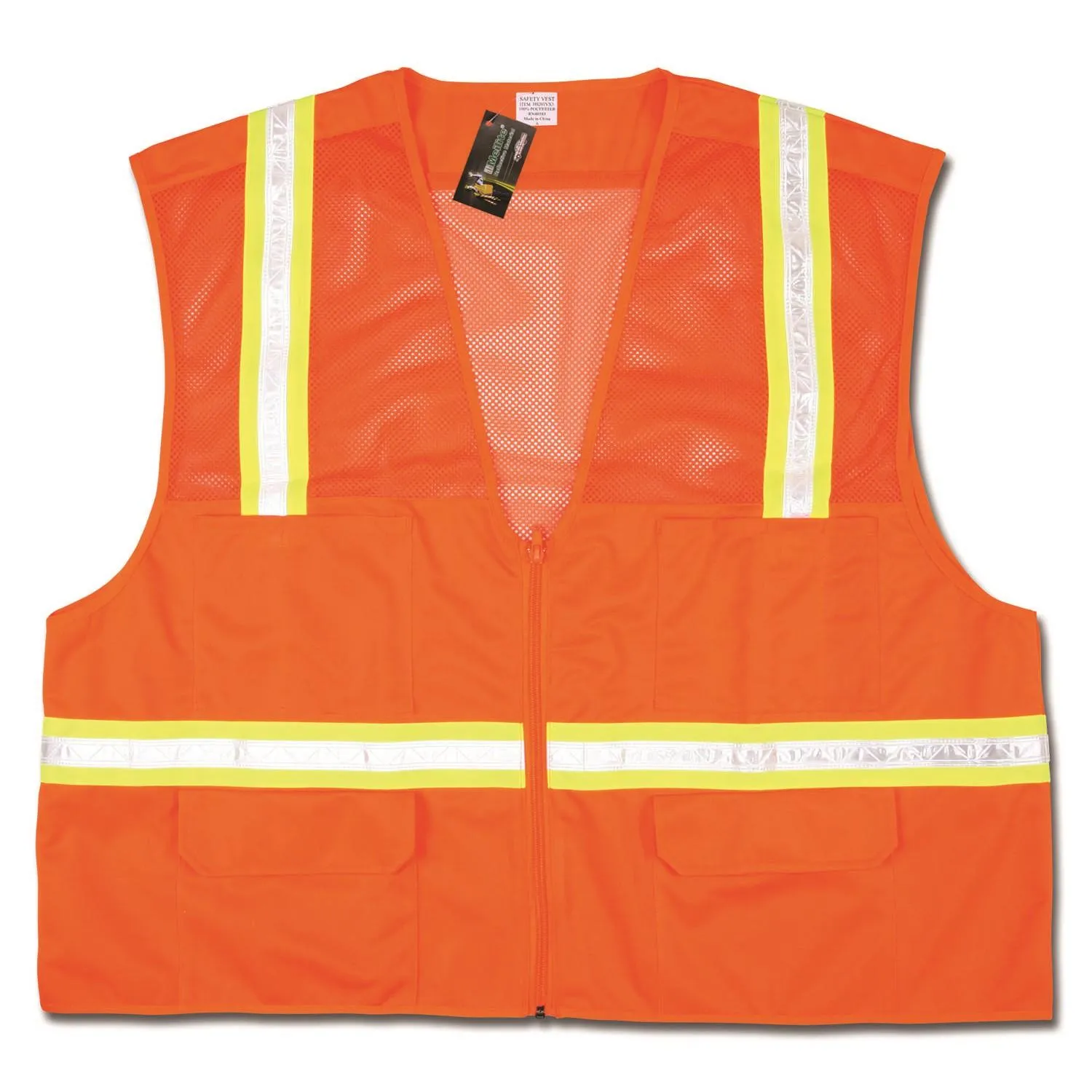 HS201VM MCR Economy Surveyor,Hybrid Mesh/Solid,Orange,White vinyl/Yellow Reflective material