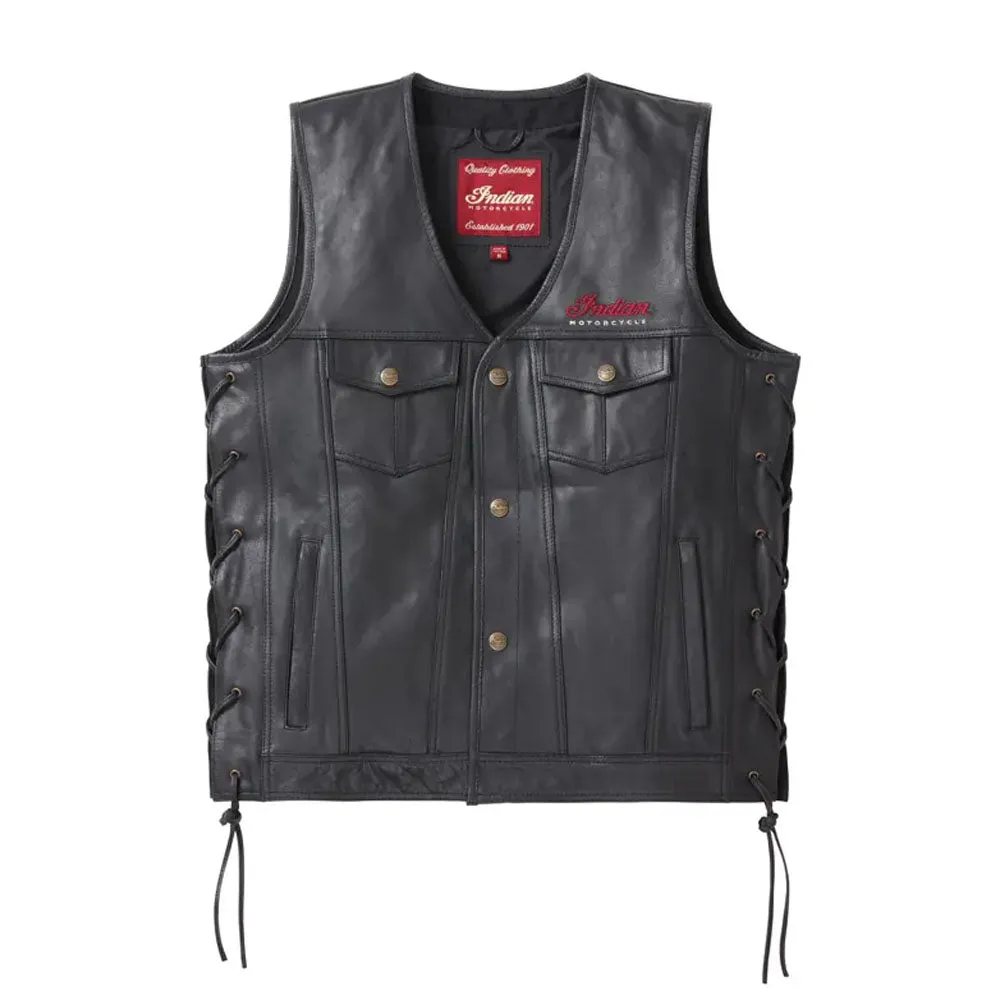 Indian Motorcycle  Mens Western Vest Warm Lightweight Breathable Black