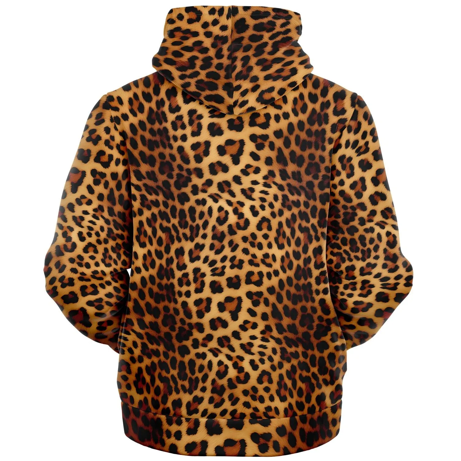 Leopard Zip Up Fleece Lined Hoodie, Animal Print Cheetah Full Zipper Pocket Men Women Unisex Adult Aesthetic Graphic Hooded Sweatshirt