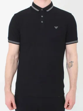 Mens stylish with Contrast Tipping Black Polo Shirt