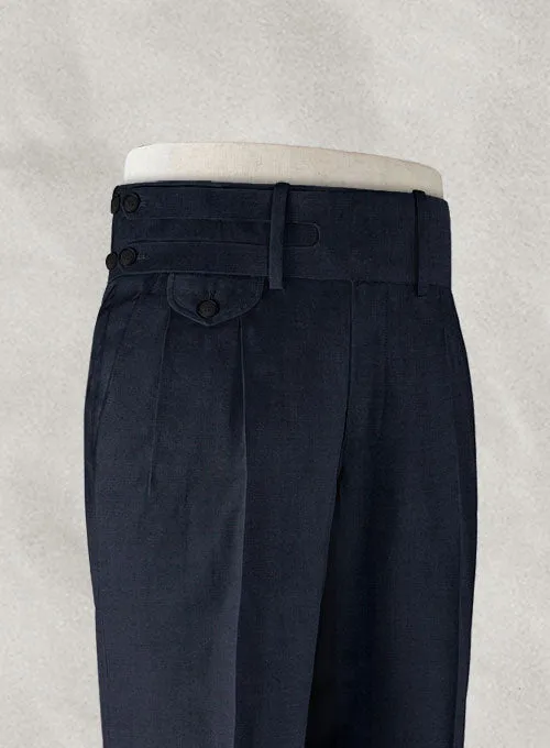 Napolean Dark Blue Double Gurkha Wool Trousers