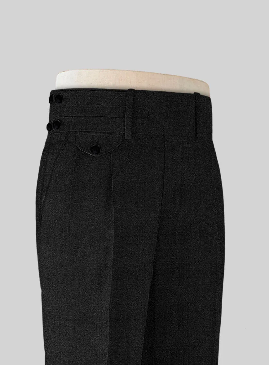 Napolean Stone Black Double Gurkha Wool Trousers