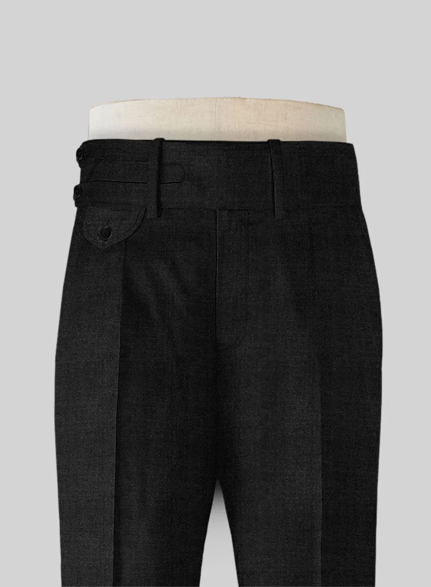 Napolean Stone Black Double Gurkha Wool Trousers