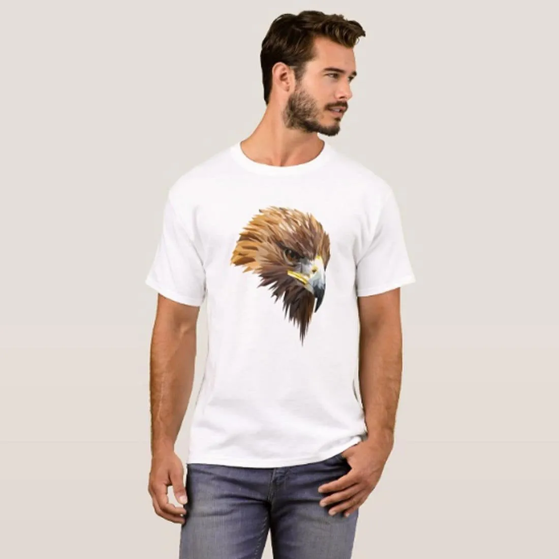 Nutcase Designer Round Neck Men's T-Shirt Wrinkle-Free Poly Cotton Tees - Eagle