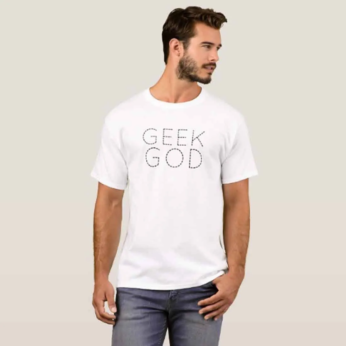 Nutcase Designer Round Neck Men's T-Shirt Wrinkle-Free Poly Cotton Tees - Geek God