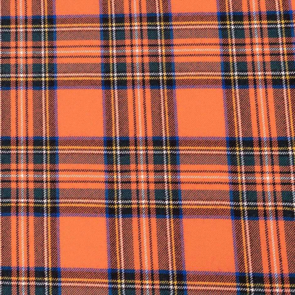 Orange Tartan Checkered Pure Wool