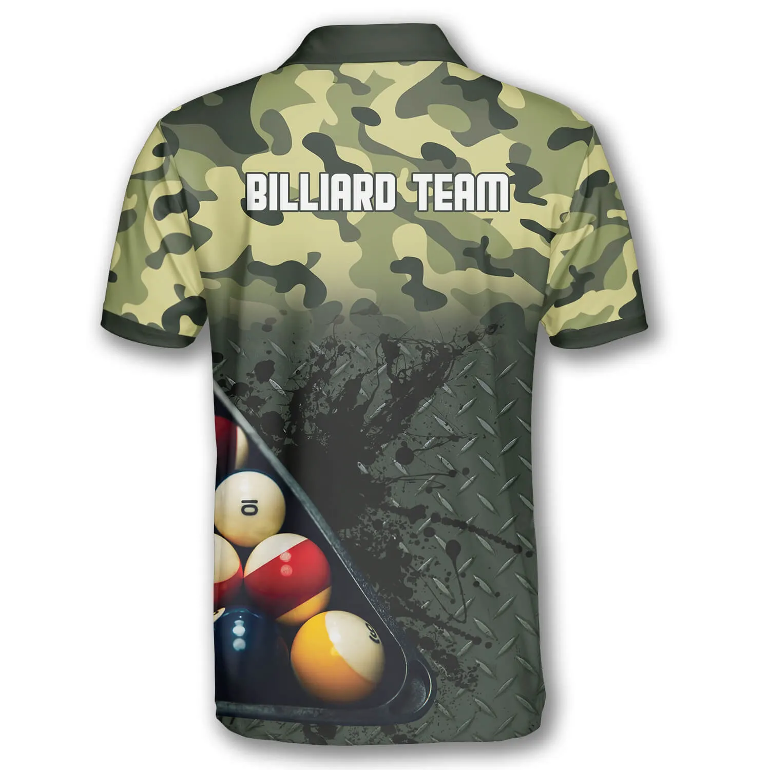 Personalized Green Camo Custom Billiard Shirts for Men, Billiard Polo Shirt, Gift for Team Billiard