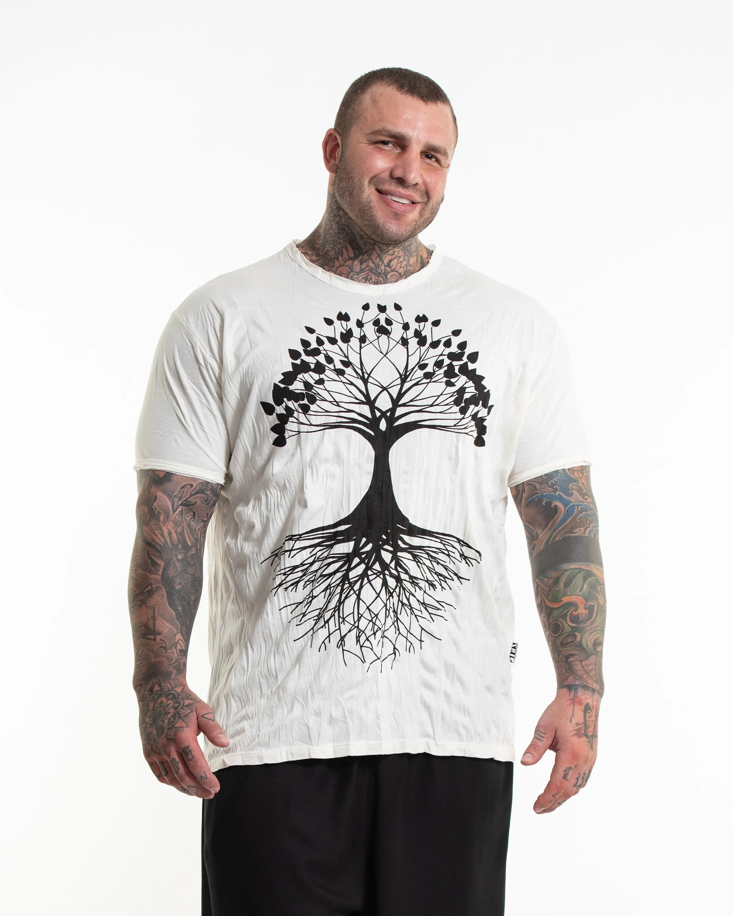 Plus Size Mens Tree of Life T-Shirt in White