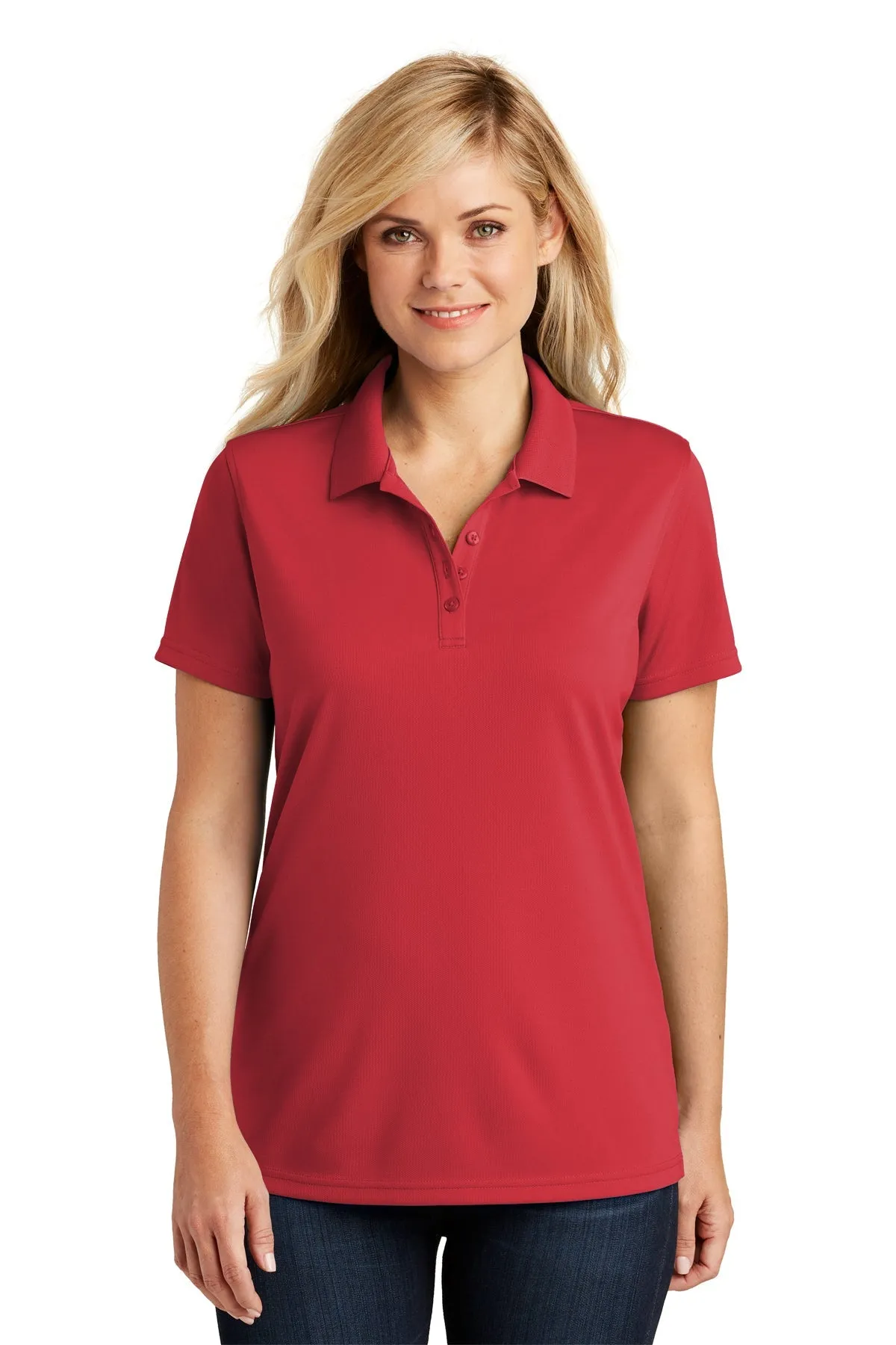 Port Authority Womens Dry Zone UV Micro-Mesh Custom Polos, Rich Red