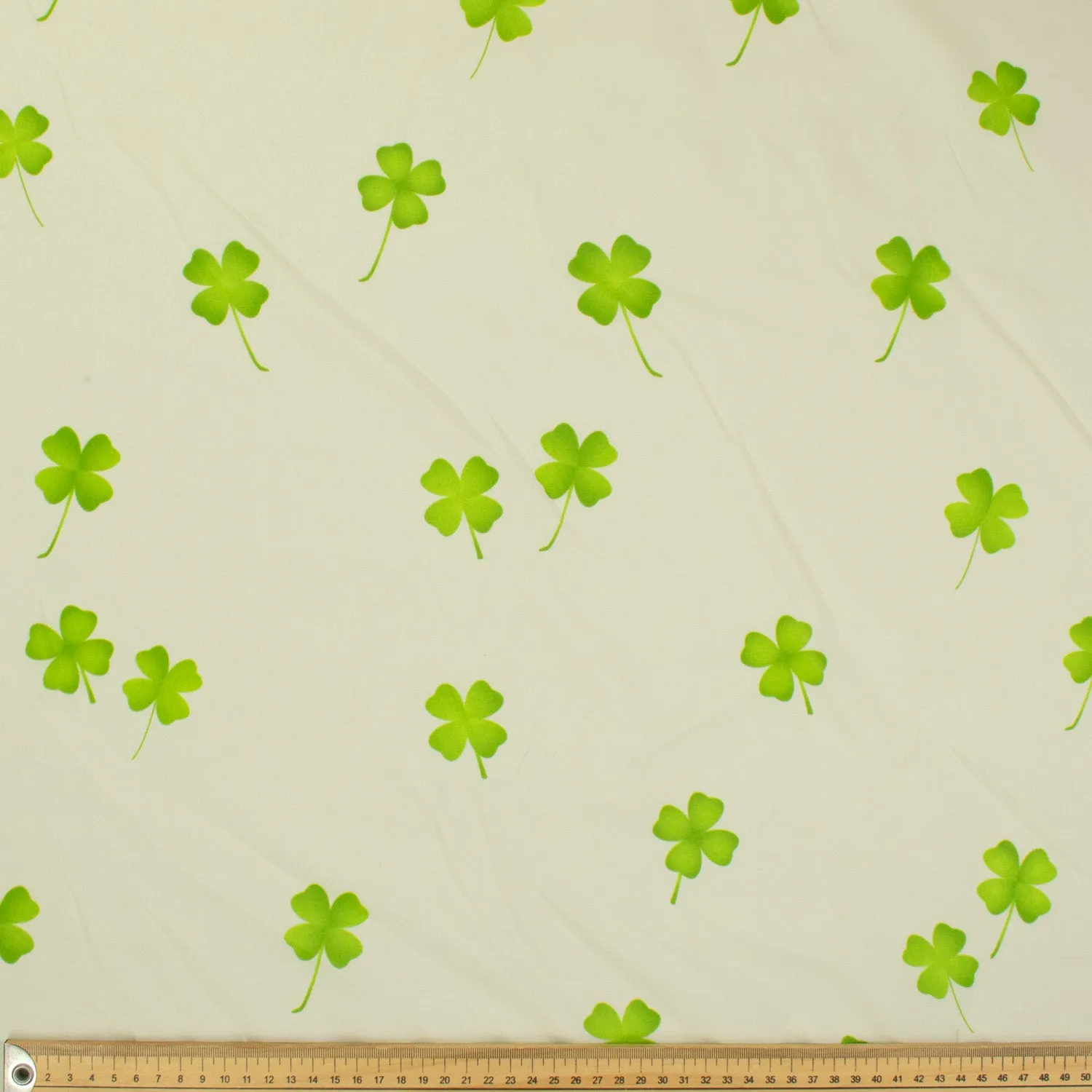 Printed Lining Design-20 Green Clover Leaves on Cream