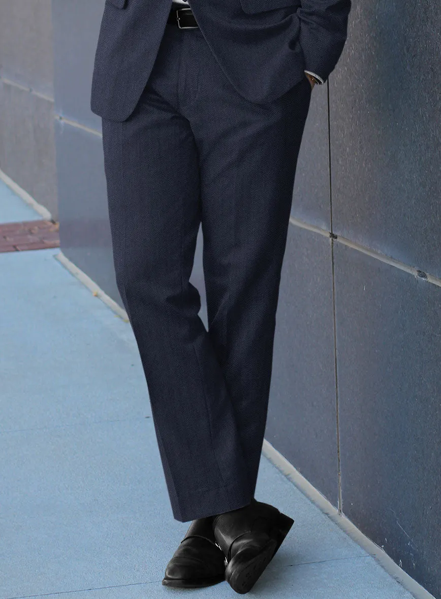 Scabal Tornado Abran Blue Wool Pants