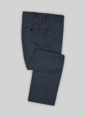 Scabal Tornado Checks Blue Wool Pants