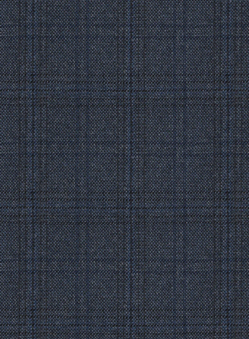 Scabal Tornado Checks Blue Wool Pants