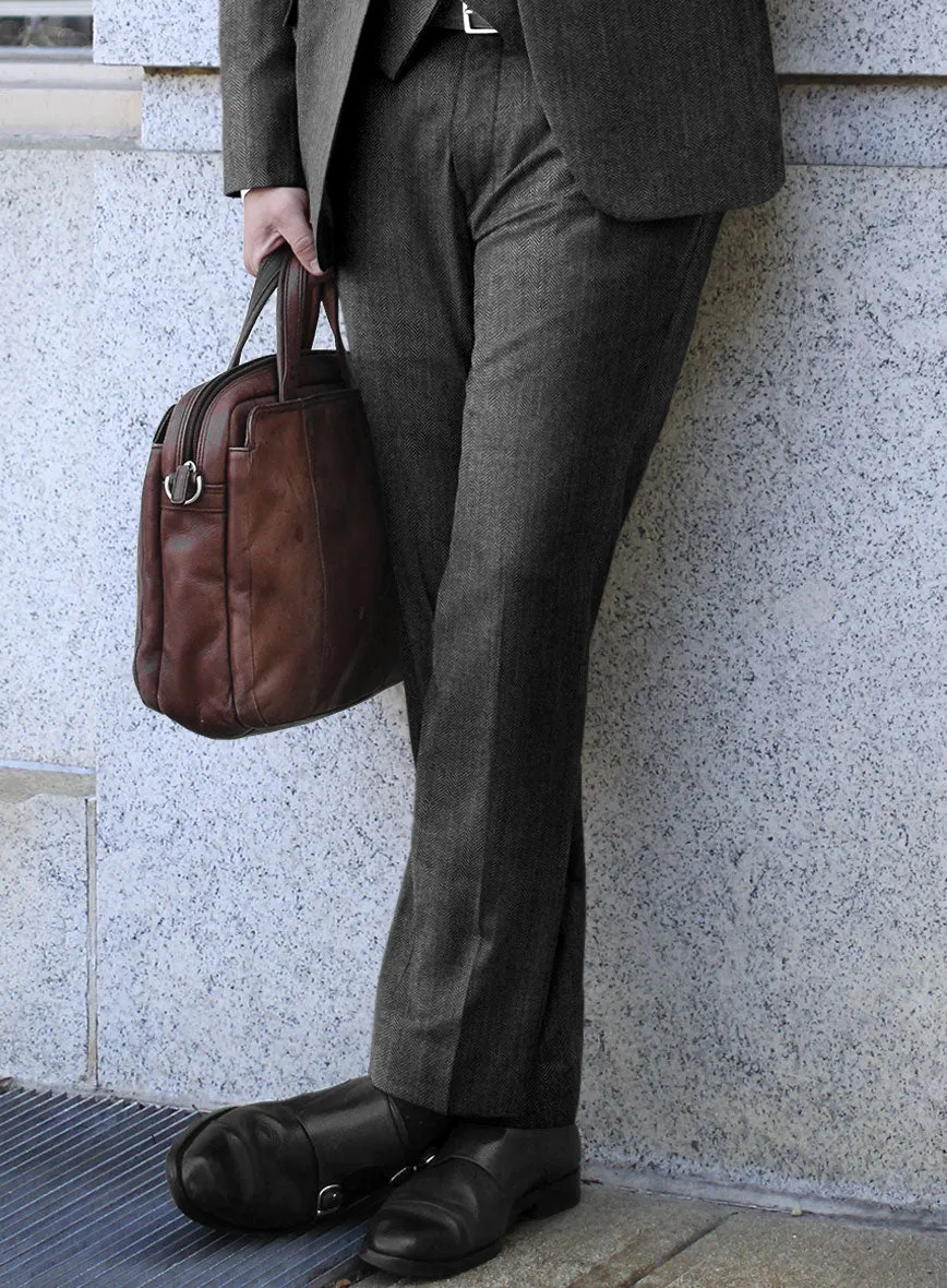 Scabal Uran Herringbone Gray Wool Pants