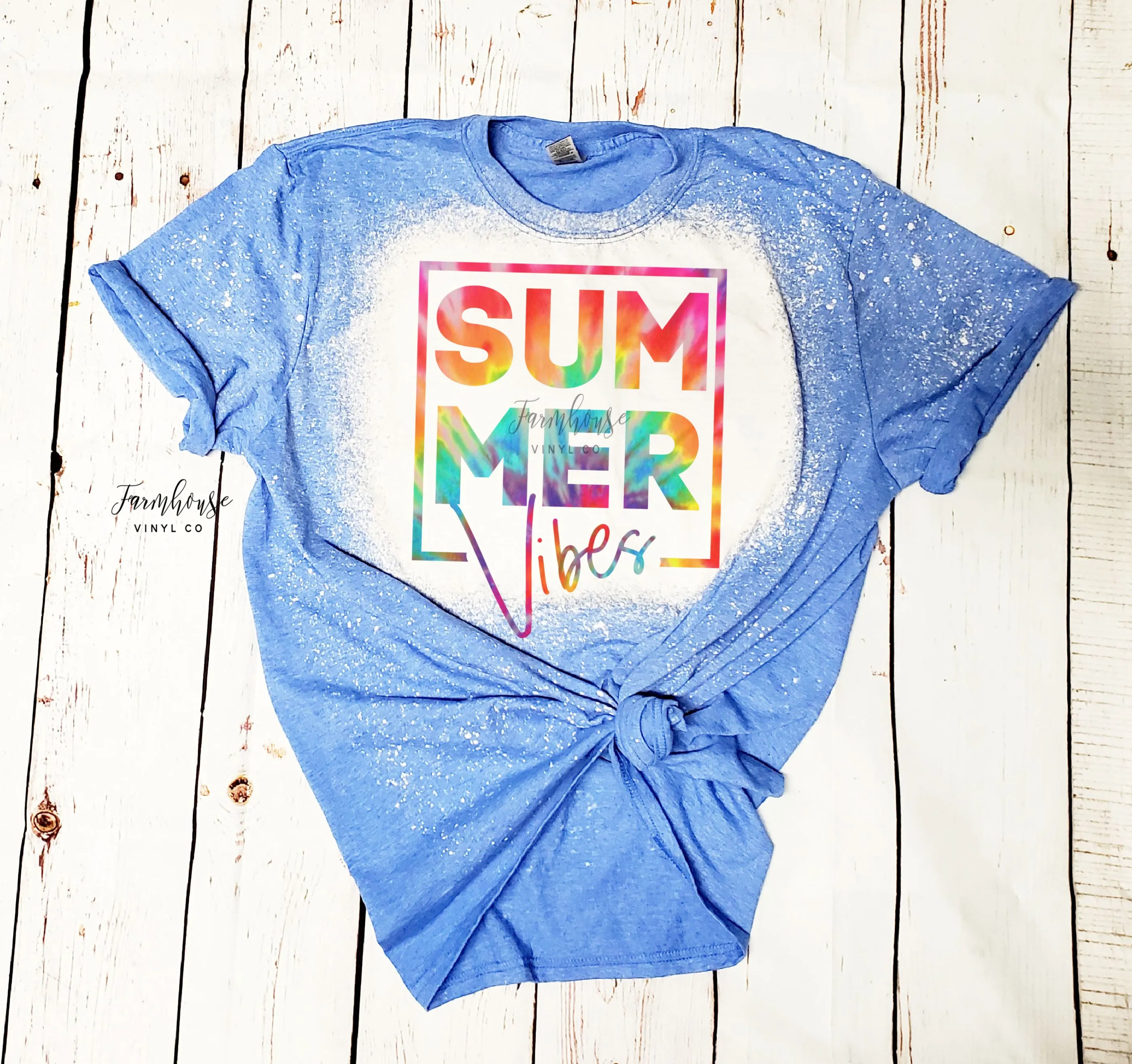 Summer Vibes Tie Dye Bleached Shirt