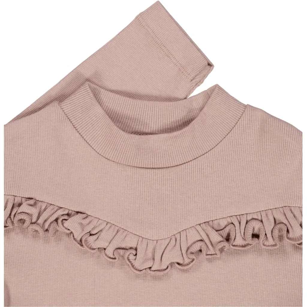 T-Shirt Rib Ruffle - powder brown