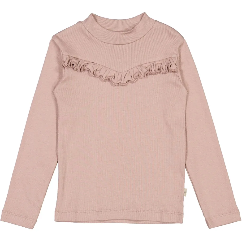 T-Shirt Rib Ruffle - powder brown