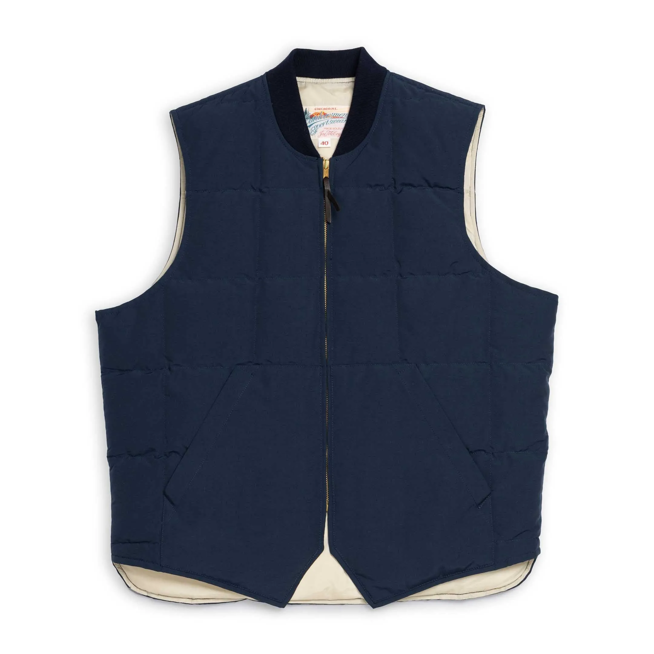 The Real McCoy's Cotton/Nylon Down Vest Navy