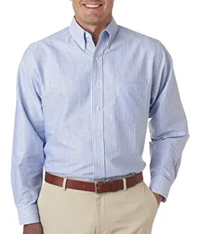 Ultraclub Men's Classic Wrinkle Free Long  Sleeve Oxford 5XLarge Blue White 8970