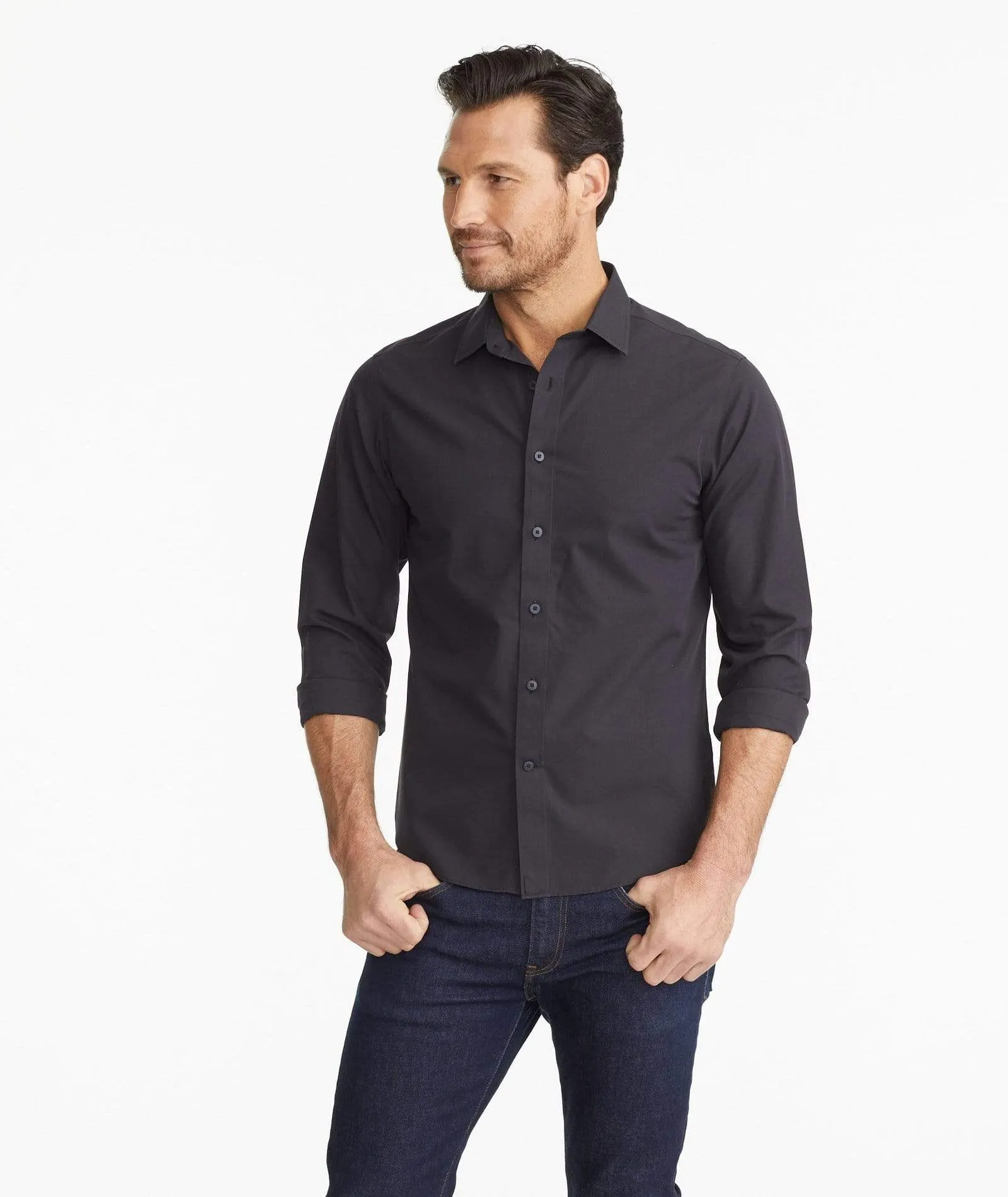 UNTUCKit - Men's Black Stone Wrinkle-Free Long Sleeve Shirt