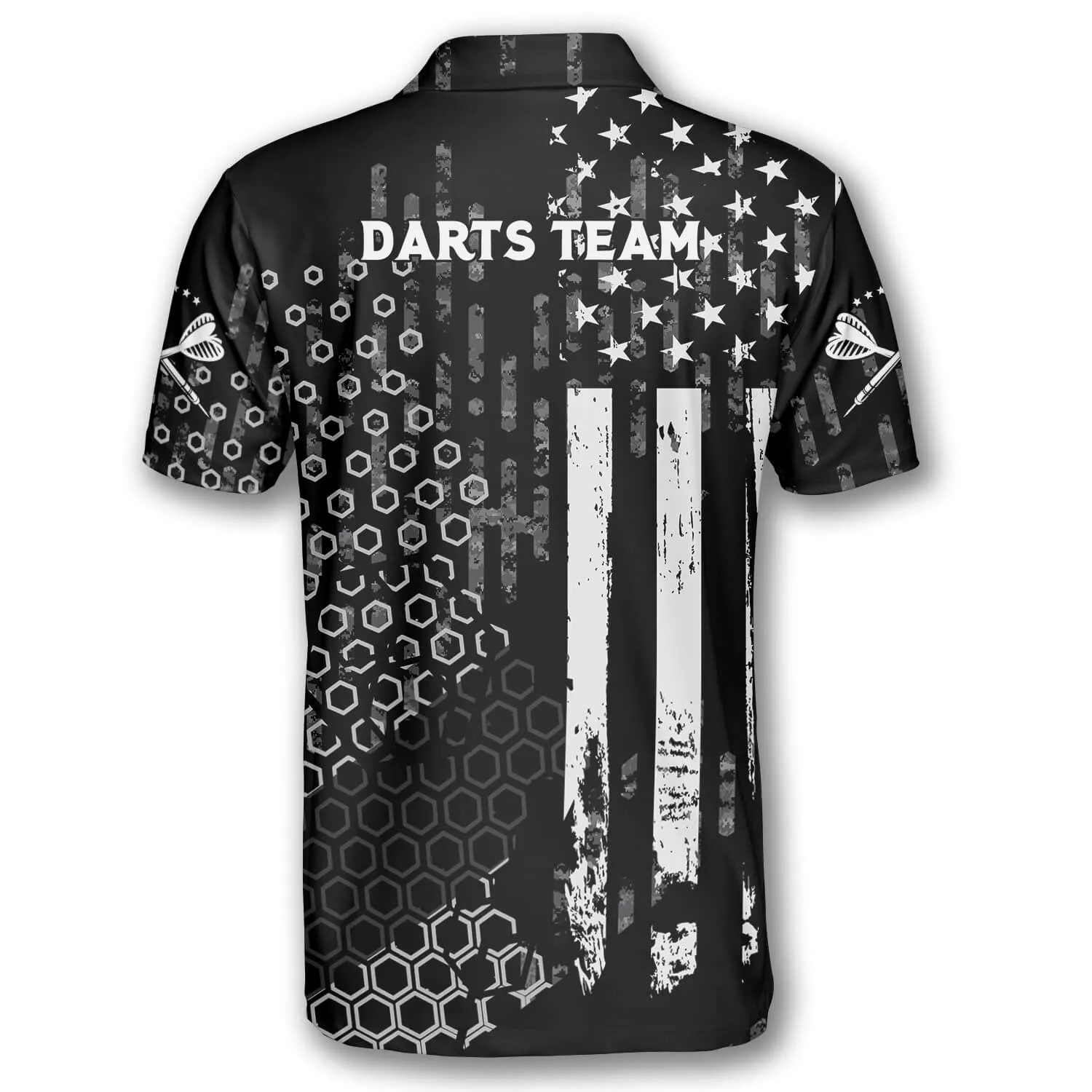 US Flag Hive Pattern Custom Darts Polo Shirts for Men, Dart Costume Pool Player Gift