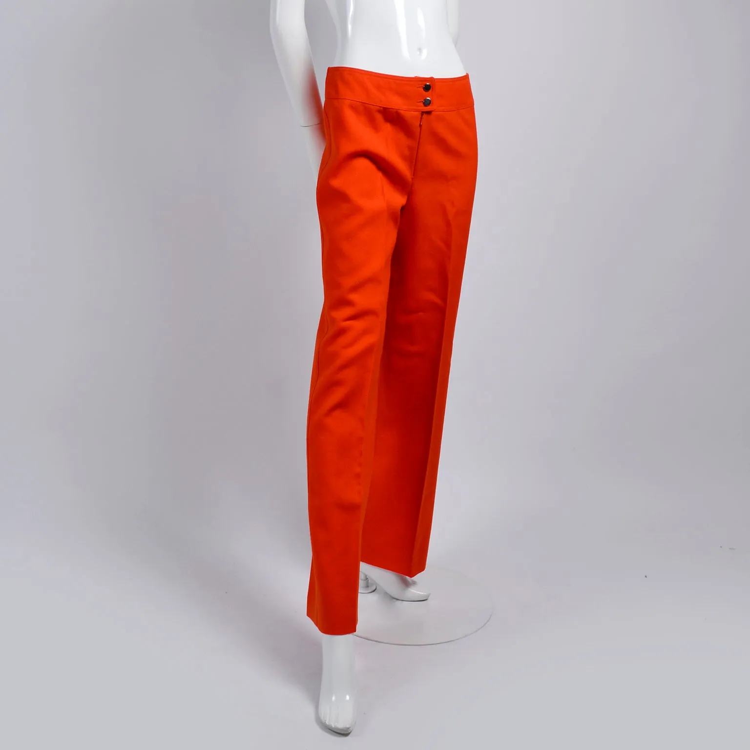 Vintage Courreges Trousers Pants in Orange Wool Made in France