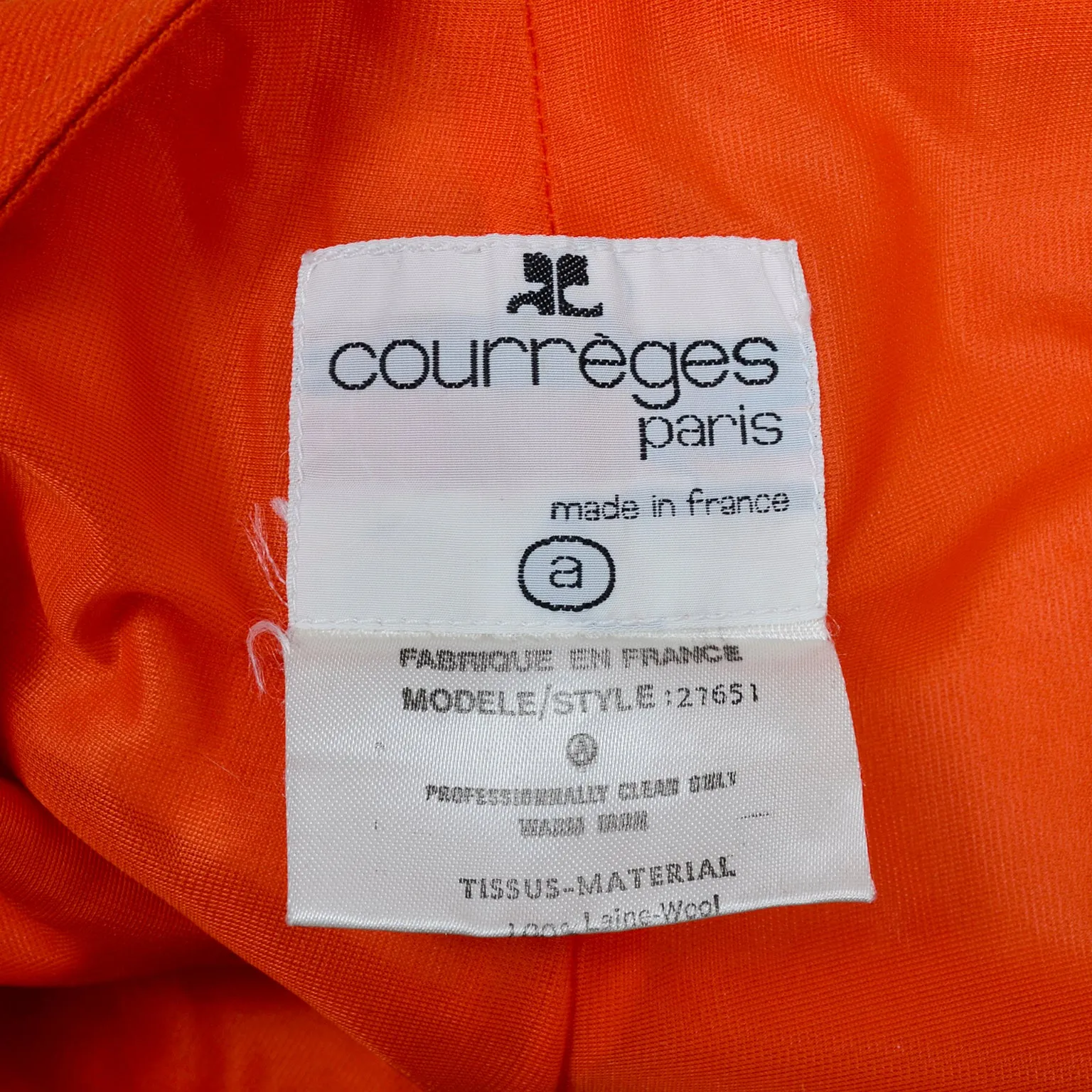 Vintage Courreges Trousers Pants in Orange Wool Made in France